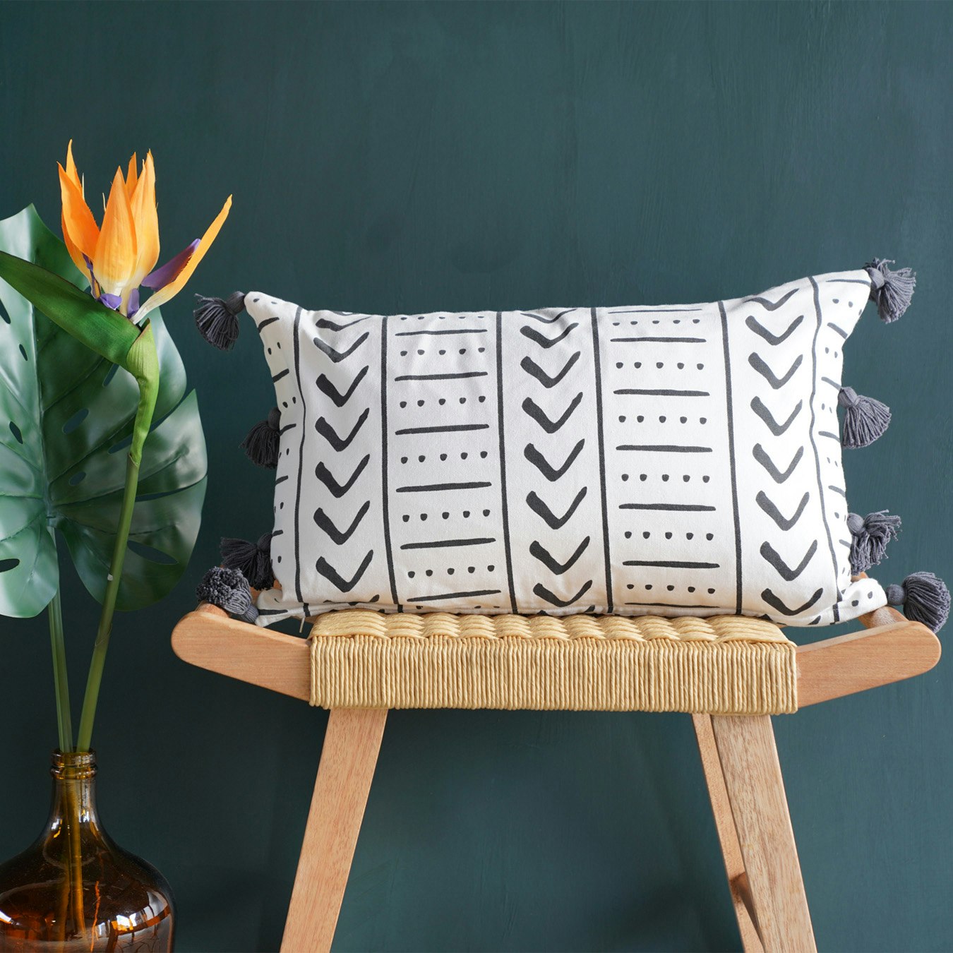 Uma Rectangle Cushion - Charcoal by Tikauo