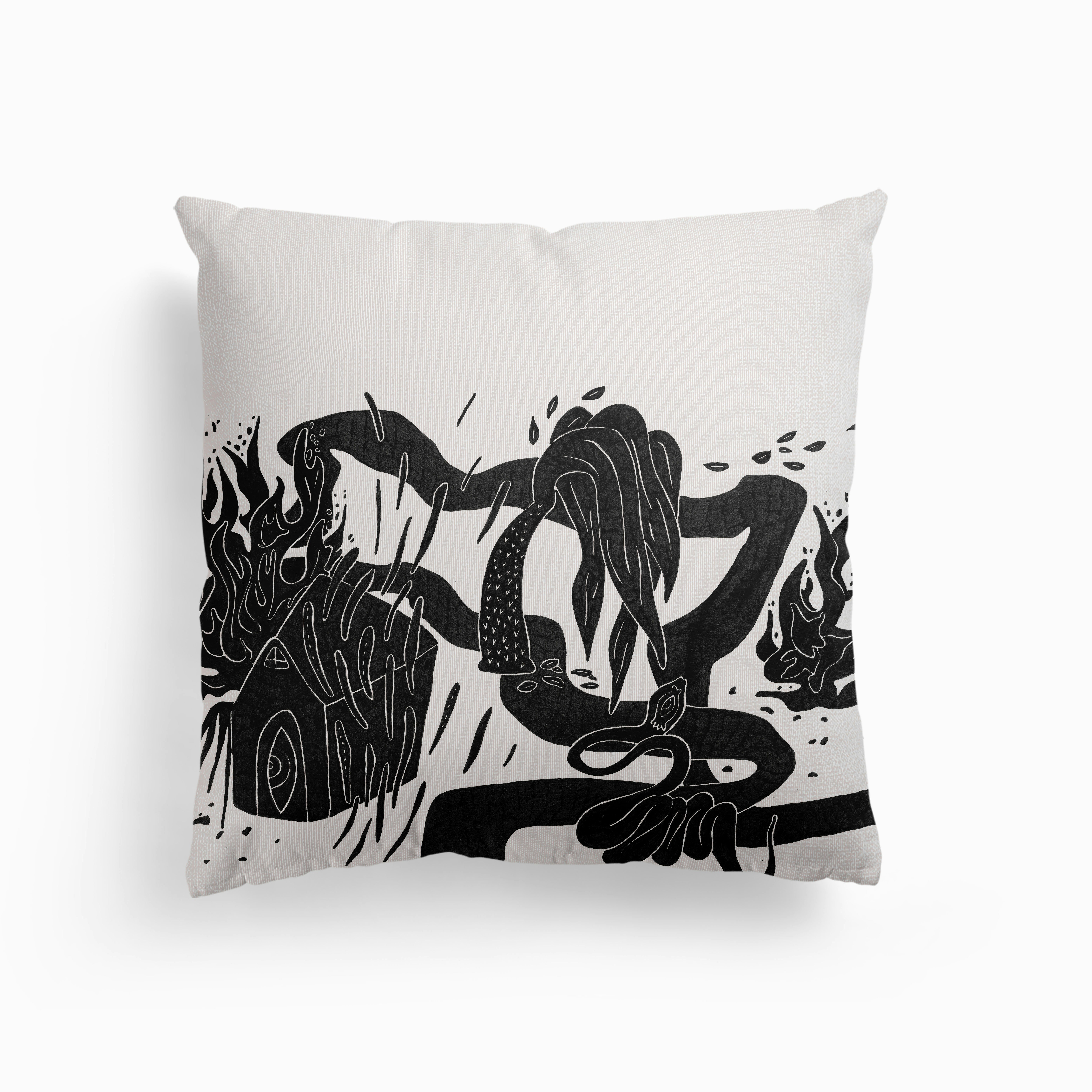House In Flames 2 Canvas Cushion by Francisca Brunet