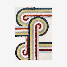 Retro Turnstyle Area Rug - Multicoloured