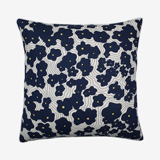 Poppy Square Pillow Cover - Navy