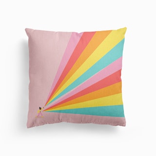 Rainbow Powers Rays Canvas Cushion