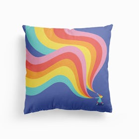 Rainbow Powers Waves Canvas Cushion