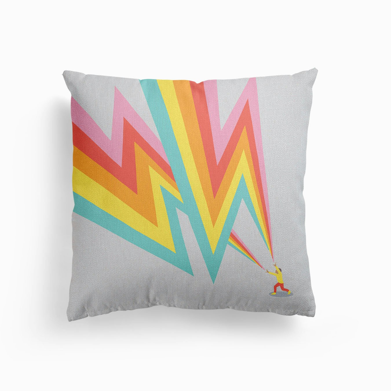 Rainbow Powers Bolts Canvas Cushion by Laurie Hastings