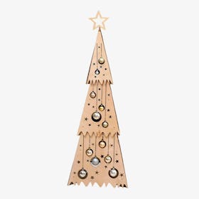 Artificial wooden Christmas tree with 3 stackable units