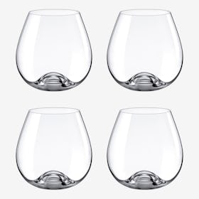 Stemless Burgundy Wine Glasses - Crystal - Set of 4
