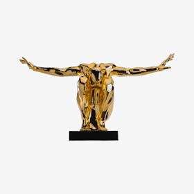 Saluting Man Sculpture - Gold / Black