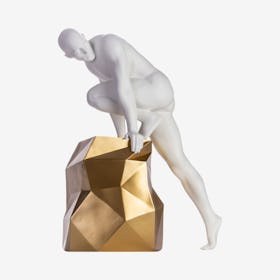 Sensuality Man Sculpture - Matte White / Gold