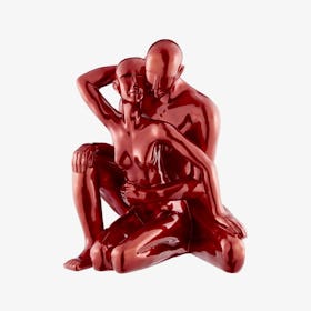 Entangled Romance Couple Sculpture - Metallic Red