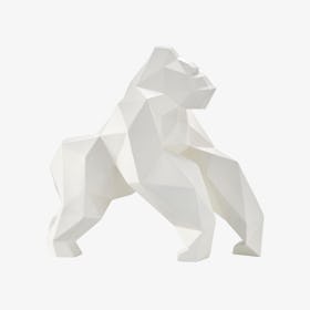 Geometric Ape Sculpture - Matte White