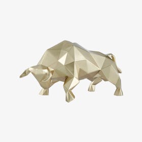 Geometric Bull Sculpture - Champagne Gold