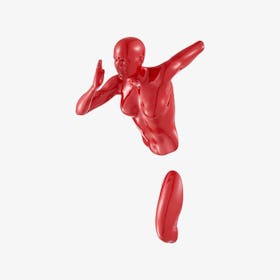 Wall Sculpture Runner Woman - Glossy Red