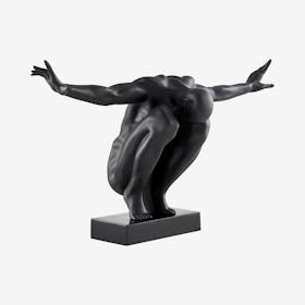 Saluting Man Sculpture - Matte Black