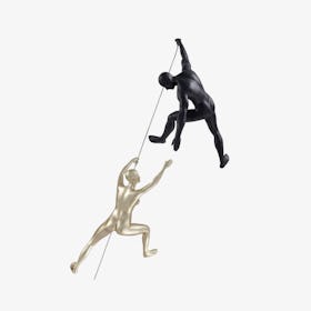 Climbing Couple Wall Decor - Black / White - Set of 2