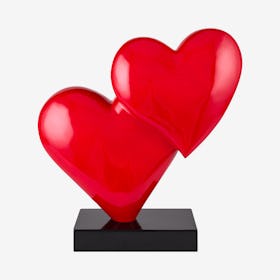 Double Heart Sculpture - Red