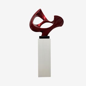 Abstract Mask Floor Sculpture - Red / White