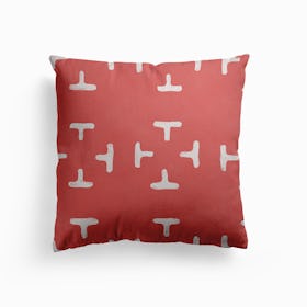 Oriental Pattern Indian Red Canvas Cushion