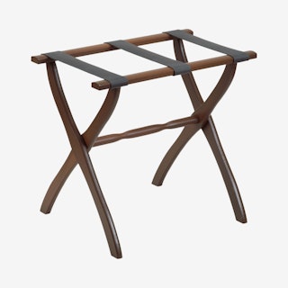 Luggage Rack with Contour Legs - Brown / Black - Leather / Wood