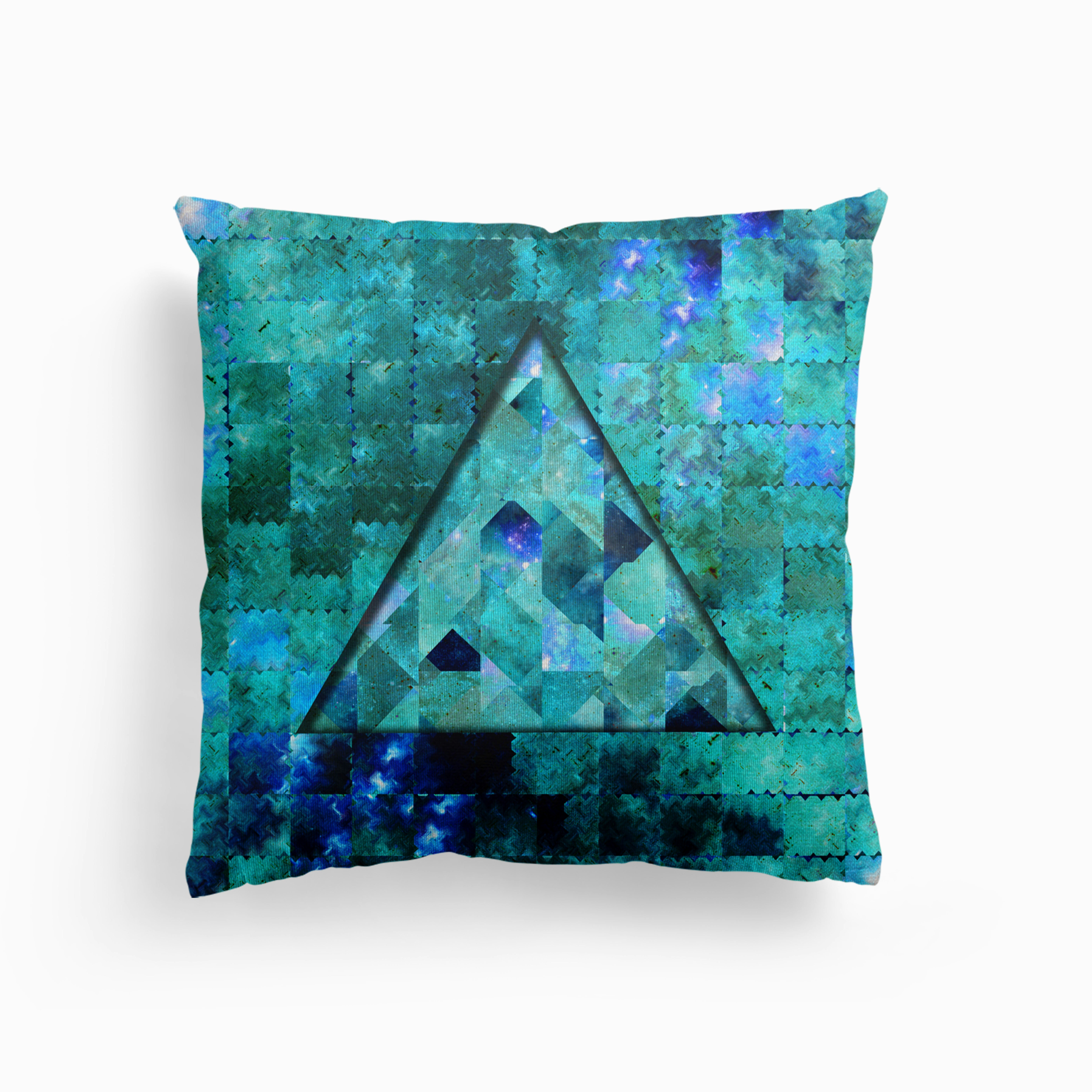 Abstract Geometric Blue Galaxy Canvas Cuscino