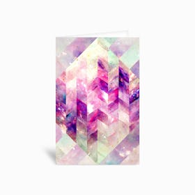 Abstract Geometric Pink Galaxy Greetings Card