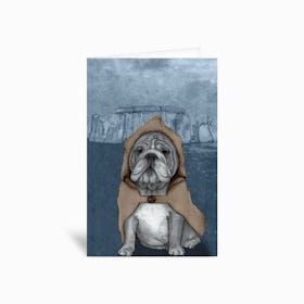 English Bulldog With Stonehenge Greetings Card
