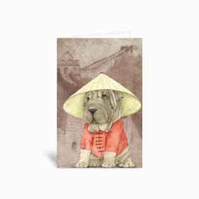Shar Pei With The Great Wall Greetings Card