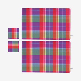 Placemats and Coasters - Happy Check - Set of 4