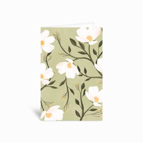 Flores Verdes Greetings Card