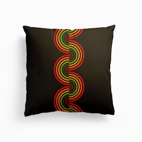 Groovy Waves Red Green Color Scheme Canvas Cushion