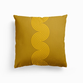 Groovy Waves In Warm Yellow On Mustard Canvas Cushion