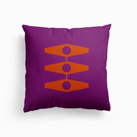 Minimal Eyes In Purple And Burnt Orange Canvas Cushion