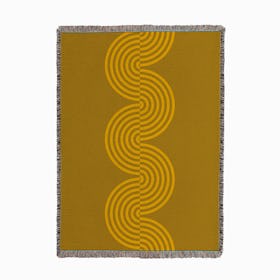 Groovy Waves In Warm Yellow On Mustard Woven Throw
