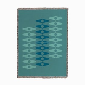 Abstract Eyes In Blue Tones Woven Throw