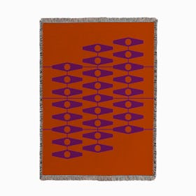 Abstract Eyes In Purple And Burnt Orange Woven Throw