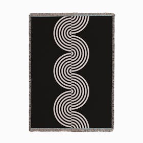 Groovy Waves In Black And White Woven Throw