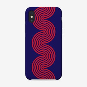 Groovy Waves In Bright Red On Dark Blue Phone Case