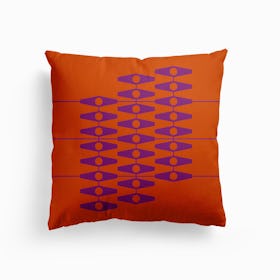 Abstract Eyes In Purple And Burnt Orange Canvas Cushion