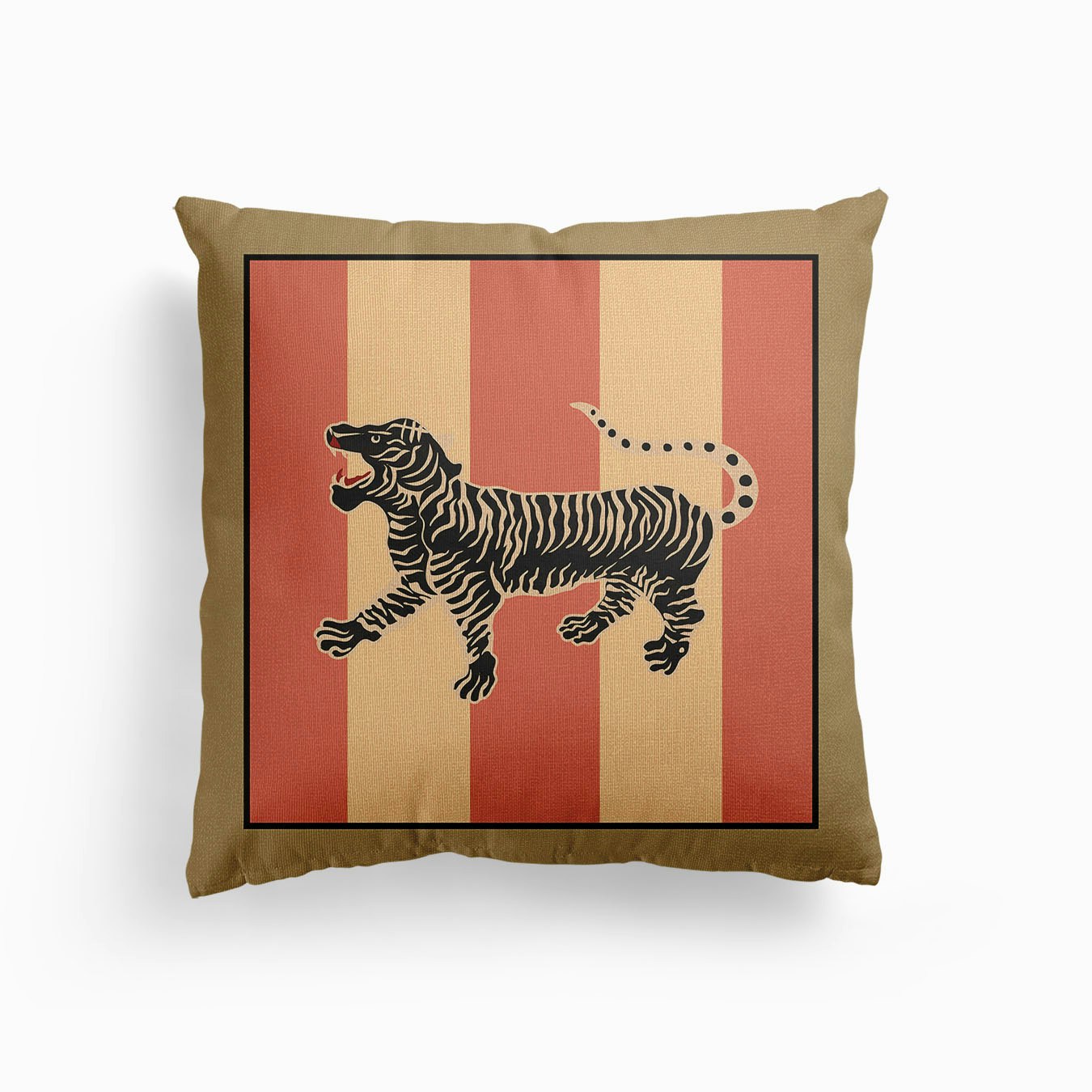 I Am A Tiger Tangerine Canvas Cushion by Haydee