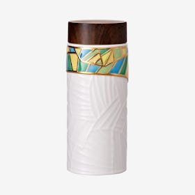 Golden Boughs Tea Tumbler - Yellow / Green - Ceramic