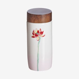 Lotus Beauty Tumbler - White / Pink - Ceramic