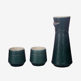 The Miracle Carafe with Cups - Peacock Green - Ceramic - Set of 3