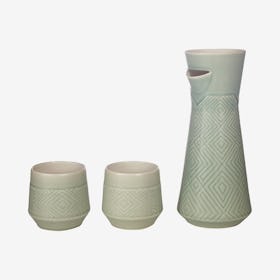 The Miracle Carafe with Cups - Mint Green - Ceramic - Set of 3