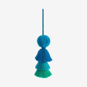 Pom Pom with Trio Tassel Swag - Teal