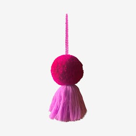 Pom Pom with Tassel Swag - Magenta