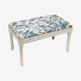 Louis XVI Bench - Navy / White - Linen - Tuscan