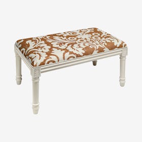 Louis XVI Bench - Caramel / White - Linen - Jacobean