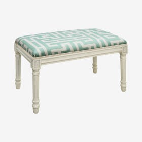 Louis XVI Bench - Aqua / White - Linen - Lattice