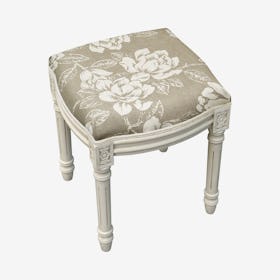 Louis XVI Vanity Stool - Taupe / White - Linen - Magnolia