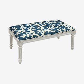 Louis XVI Bench - Navy / White - Linen - Big Coral