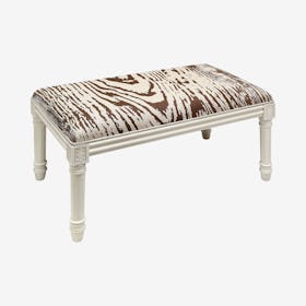 Louis XVI Bench - Chocolate / White - Linen - Faux Bois