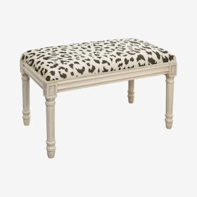Louis XVI Bench - Grey / White - Linen - Cheetah